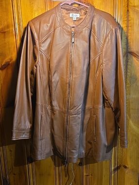 Denim&Co Women's Brown Leather Zip Front Jacket